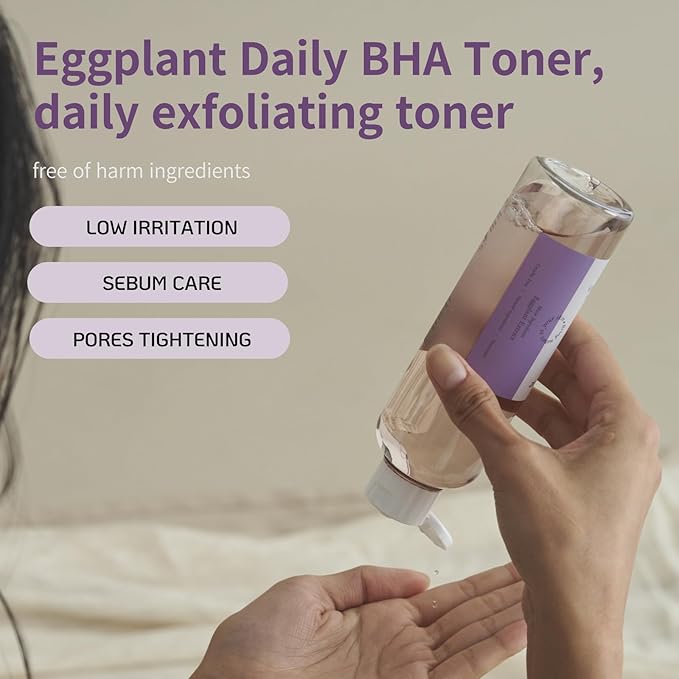 [BONAJOUR] Vegan Eggplant Daily BHA Exfoliant Toner, Salicylic Acid Gentle Exfoliating & for Acne Prone Skin Treatment Toner 7.2 fl. oz