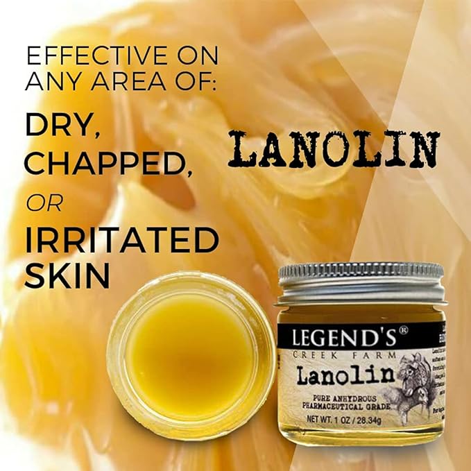 Legend's Creek Farm Nipple Balm - 100% Unadulterated Anhydrous Lanolin Cream for Chapped Skin & Irritations - 1oz. Organic Healing Balm Handmade in USA