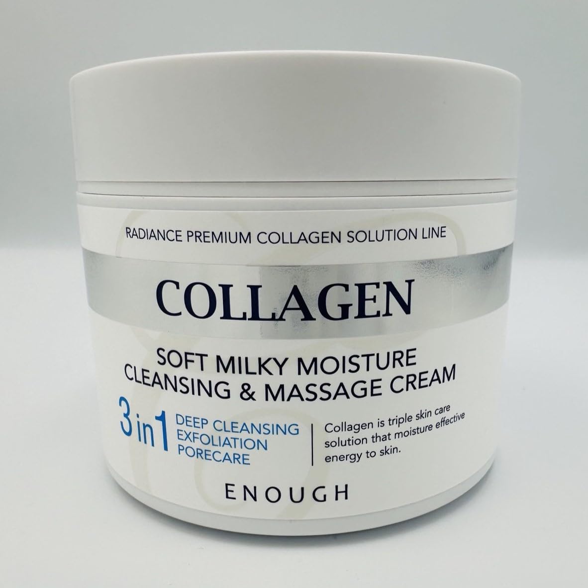 Enough Collagen Soft Milky Moisture Cleansing & Massage Cream, Deep Hydrating Face Cleanser and Makeup Remover, Korean Skincare for All Skin Types, 10.58 oz (300g)
