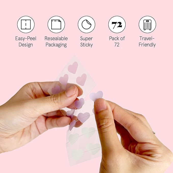 grace & stella Award Winning Pore Strip - Pimple Patches for Face - Heart Hydrocolloid Zit Stickers that Help Soothe & Conceal Breakouts - Cute Patches - Dermatologist-Tested, Vegan (Heart, 72 Count)