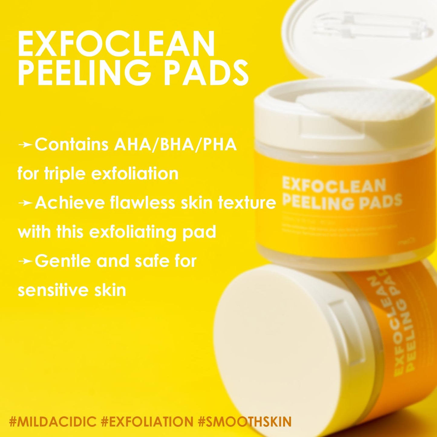 MEDB Exfoclean Peeling Pads | Korean Skincare | AHA & BHA | Daily Exfoliating Pad | Brightening, Hydrating, Pore Care, for Radiant & Clear Skin | 60 Pads