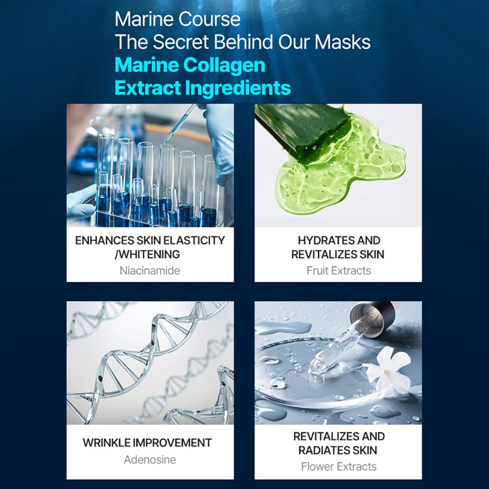 ZIOSTAND Marine Collagen Gold Essence Mask ㅣ Firming Sheet for Skin Elasticity ㅣ Lifting Daily Skincare ㅣ Korean Youthful Glow Face Mask ㅣ 5 of Pack