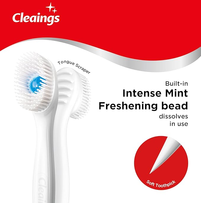 cleaings® Disposable Toothbrushes with Toothpaste Mini Travel Oral Care, 4-in-1 (Mini Brushes+Toothpaste+Tongue Scraper+Pick) Portable for Work,Camping Essentials(Intense Mint), 24 Count (Pack of 1)