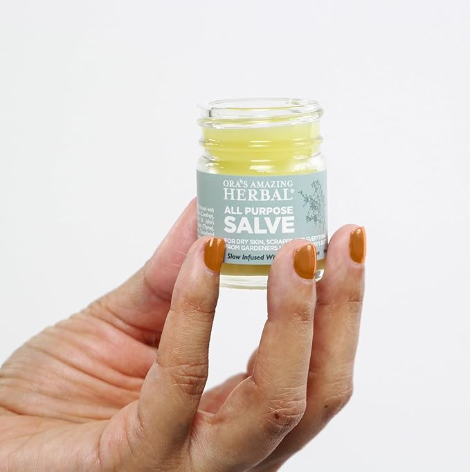 Ora's Amazing Herbal All Purpose Salve, Natural Healing Ointment, Tea Tree Balm, Comfrey Calendula Thyme Plantain, Hand Salve, Rash Cream, Dry Skin Repair, Itch Relief, 1 oz Glass Jar