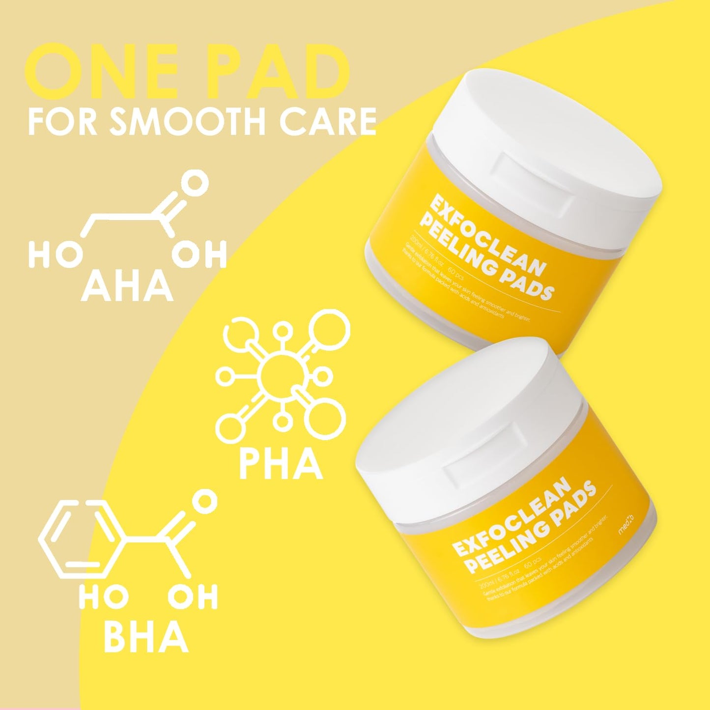 MEDB Exfoclean Peeling Pads | Korean Skincare | AHA & BHA | Daily Exfoliating Pad | Brightening, Hydrating, Pore Care, for Radiant & Clear Skin | 60 Pads