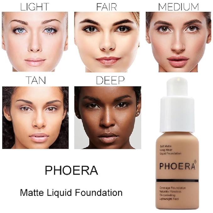 2 Pack Matte Oil Control Concealer Foundation Cream,PHOERA (101 Porcelain) 30ml