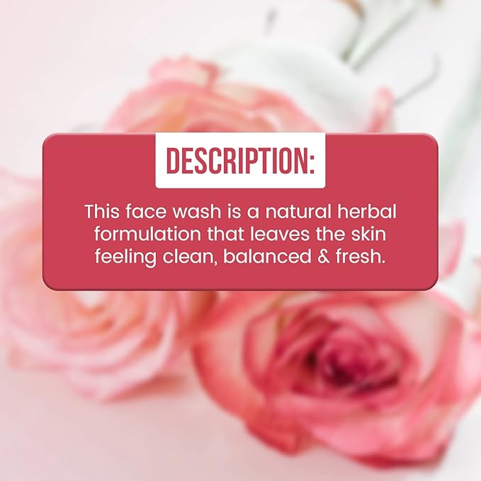 Reshma Beauty Rose Face Wash for All Skin Types & Dull, Glowing Skin and Deep Cleanser for Reviving, Nourishing & Rejuvenating, Removes Make-Up, For Daily Use, Cruelty-Free, 5.07 fl oz, Pack of 1