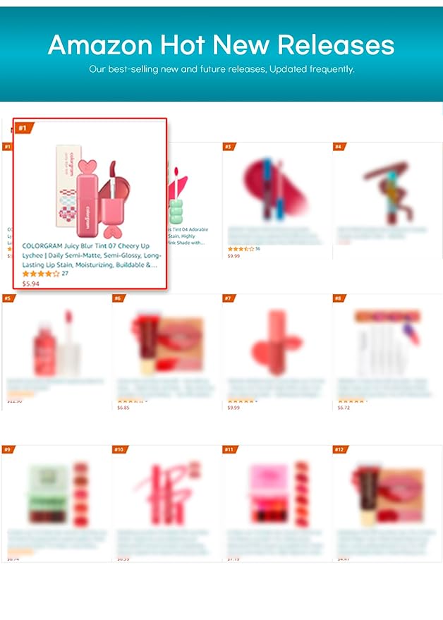 COLORGRAM Juicy Blur Tint 05 Happy Cherry Smile | Daily Semi-Matte, Semi-Glossy, Long-Lasting Lip Stain, Moisturizing, Buildable & Blendable, highly Pigmented (0.12 Fl. Oz.)