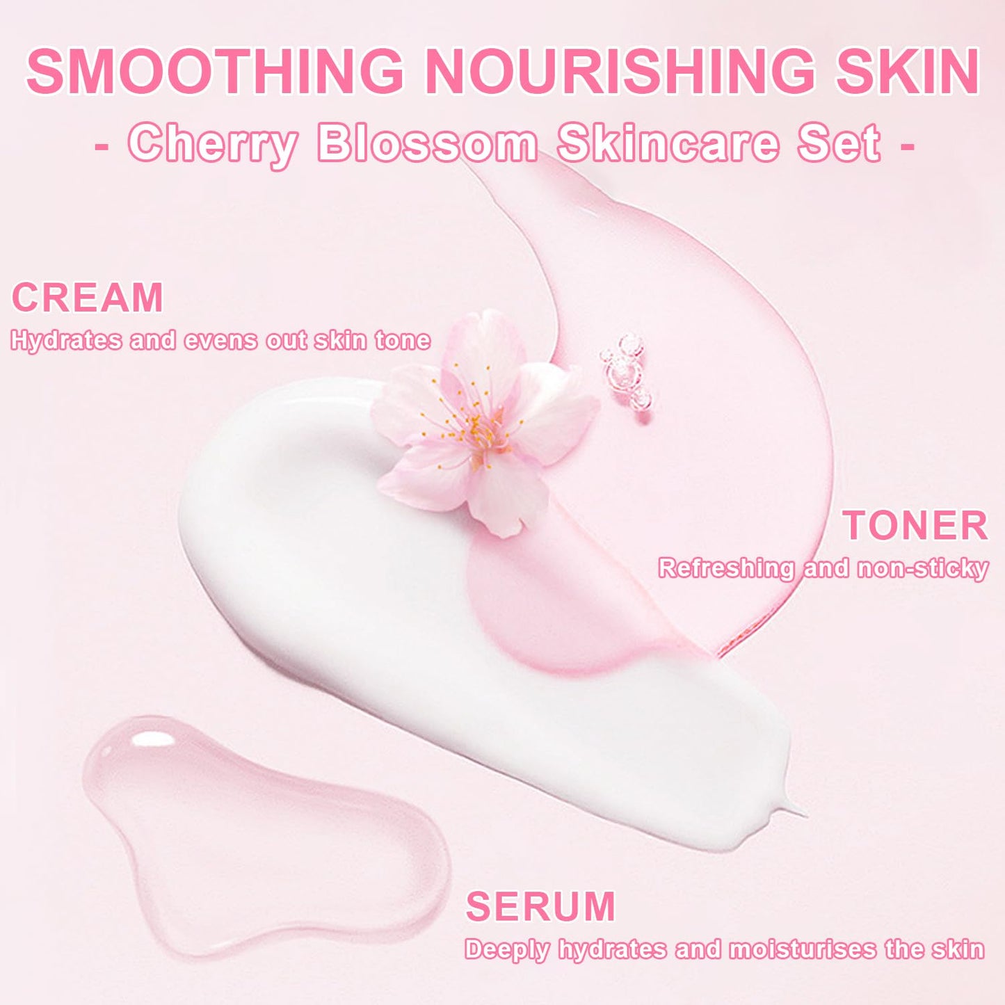 5Pcs Skin Care Set Sakura Women Beauty Gift Sets Korean Skin Care Kit with Cleanser, Face Serum, Face Cream,Toner,Eye Cream, Mud Mask - Skin Care Routine Kit for Women (Sakura)