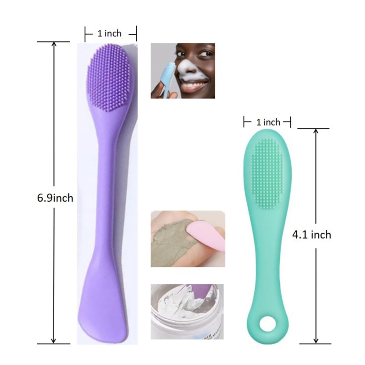BleshiFashi Premium Silicone Facial Cleansing Brush Combo 3pcs,Mask Applicator and Skincare Brush for Pore Cleansing，Manual Facial Cleansing for Exfoliating Face/Lip/Makeup Removal Scrubber
