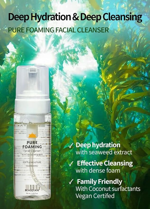 Pure foaming facial cleanser, CICA & orange oil cleanser, gentle face wash, makeup remover + pore minimizer for all skin types, vegan