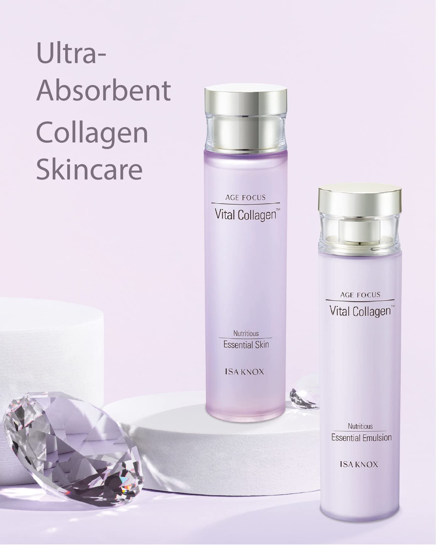 ISA KNOX AGE FOCUS VITAL COLLAGEN SKINCARE GIFT SET (370ml / 12.51 Fl Oz) - Korean Luxury Premium High-end Skin Toner, Emulsion Lotion, Cream by LG BEAUTY. Hydrolyzed Collagen,