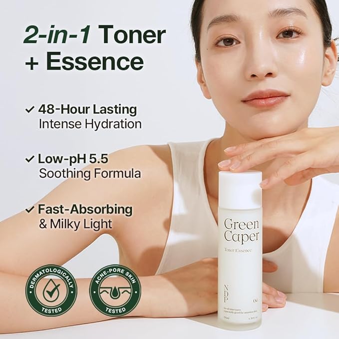 NDP Green Caper Milky Toner Essence - Hydrating Korean Toner for Face, Deep Moisture for Sensitive and Dry Skin, Panthenol, Madecassoside (4.39 Fl oz / 130ml)