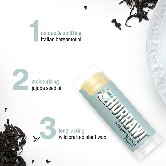 Hurraw! Earl Grey Lip Balm, 3 Palm