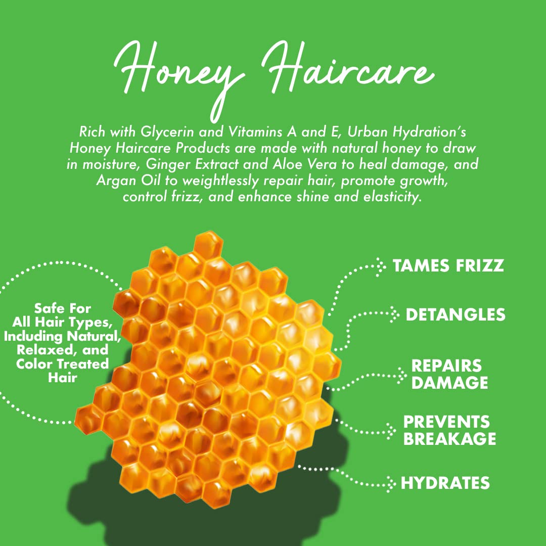 Urban Hydration Honey Health and Repair Trial & Travel Set|Shampoo Conditioner Moisturizer &Detangler Sulfate Paraben Free Detangles Prevents Breakage Tames Frizz & Repair Damage for Smooth Shiny Hair