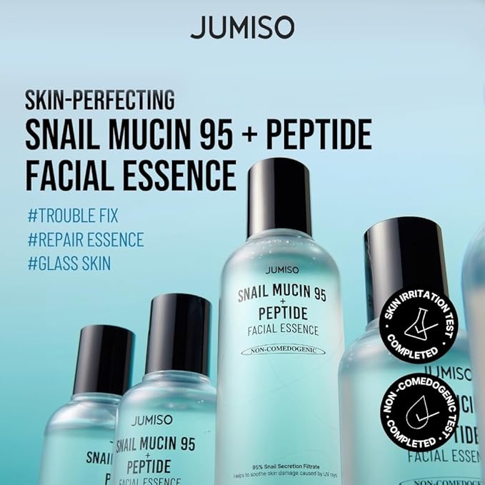 JUMISO Snail Mucin 95 Peptide Essence - Korean Face Toner with 5-Peptide Complex - Acne Sun Damage Repair Non-Comedogenic Texture Improvement Fragrance Free Cruelty Free All Skin Types 4.73 fl.oz.
