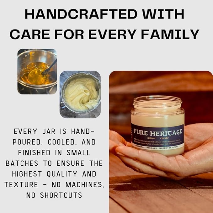Pure Heritage Handmade Tallow Balm – Grass-Fed & Finished Moisturizer & Healing Cream with Frankincense & Cedarwood | Natural Care for Sensitive Skin, Eczema, Rosacea, Babies, Men & Women (2oz)