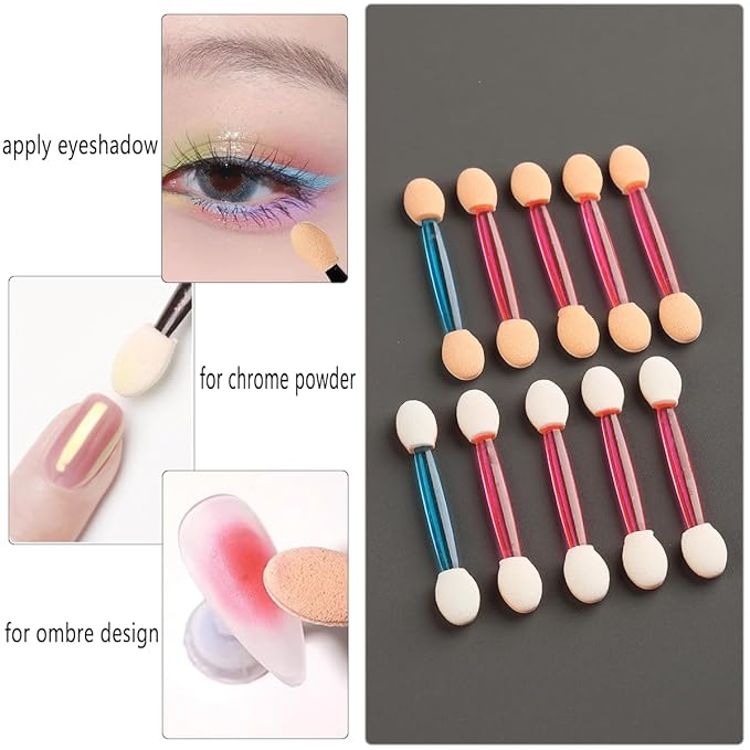Chrome Nail Powder Applicator Brushes,