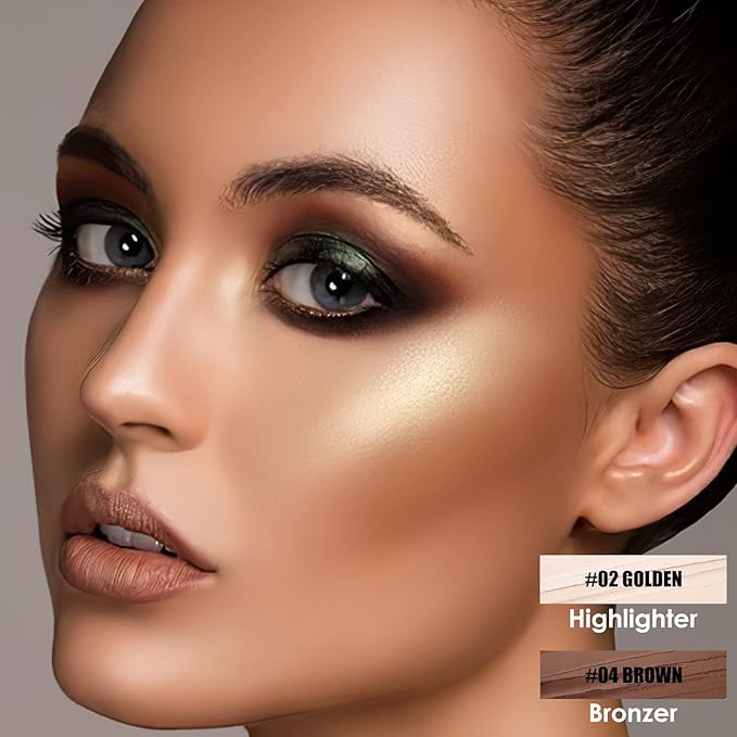 FOCALLURE 2 Pcs Contour Foundation Stick, Highlighter & Trimming Stick,Neutral