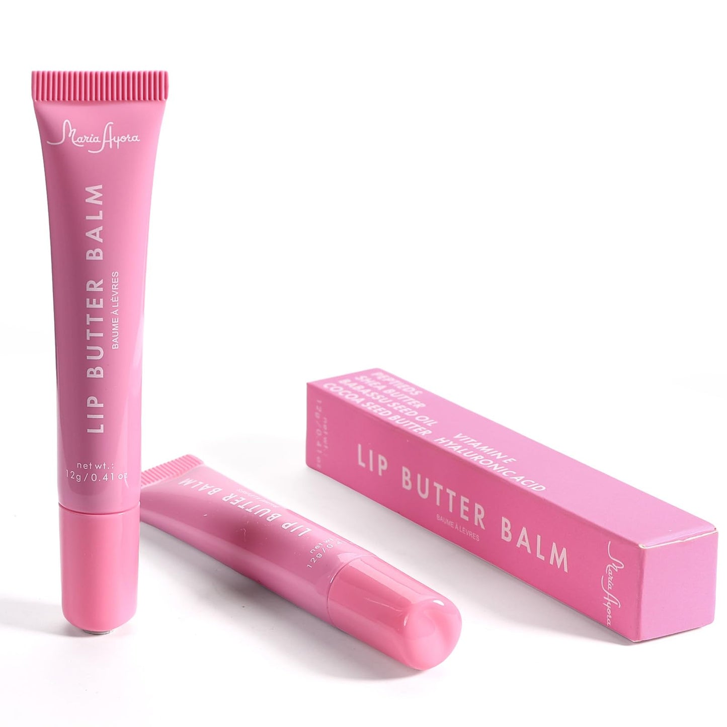Deep Hydrating Lip Butter Balm | Plump & Nourish with Shea Butter, Vitamin E, Peptides & Hyaluronic Acid | Vegan, Non-Sticky, Anti-Aging Lip Treatment Care (Sheer Pink-Unscented)