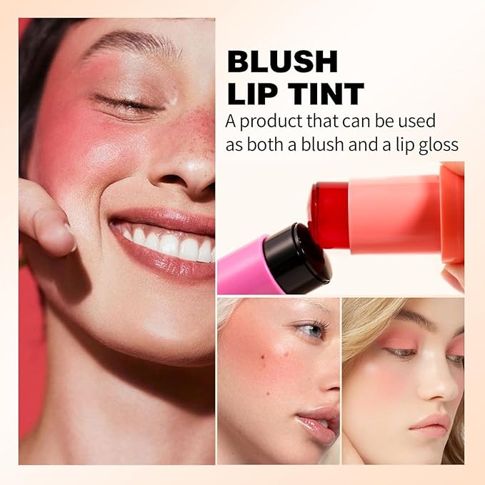 Milk Jelly Blush Stick, Lip and Cheek Makeup Free. (Coral)