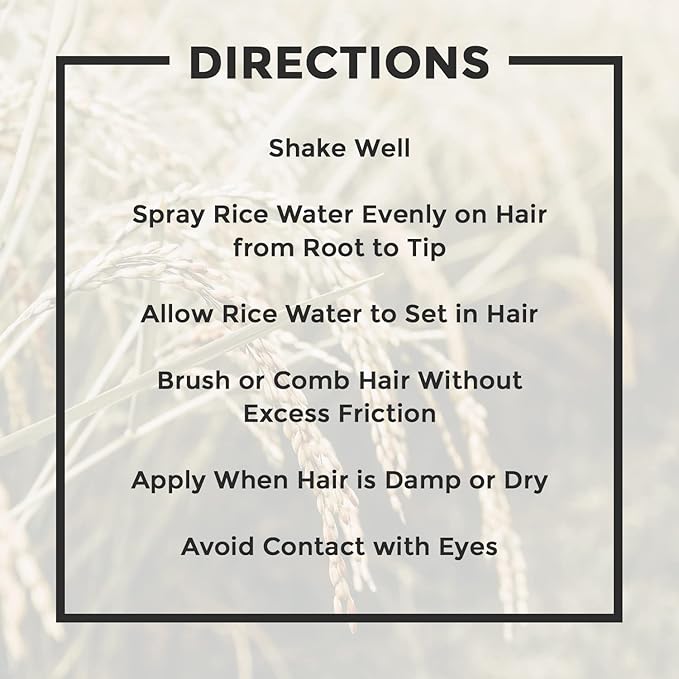 Rice Water For Hair Growth by Baja Basics, Thickness, Strength, Shine - Leave-in Conditioner for Scalp, Dry Split End Moisturizer - Fermented Rice Water Spray for Curly, Straight, Thick, Thin Hair 4oz