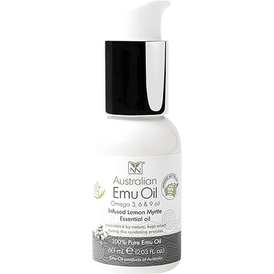 Y-Not Natural Ultra Pure Australian Emu Oil 60 mL - Luxury, Hospital Grade | Free Range Aboriginal Omega 3, 6 & 9 Oil Infused with Lemon Myrtle - Ultimate Moisturizer for Skin, Hair, Nails, and Scalp