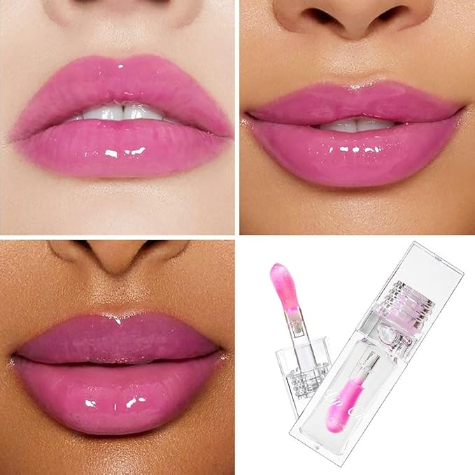 Magic Color Changing Lip Oil,Clear to Pink Moisturizing Magic