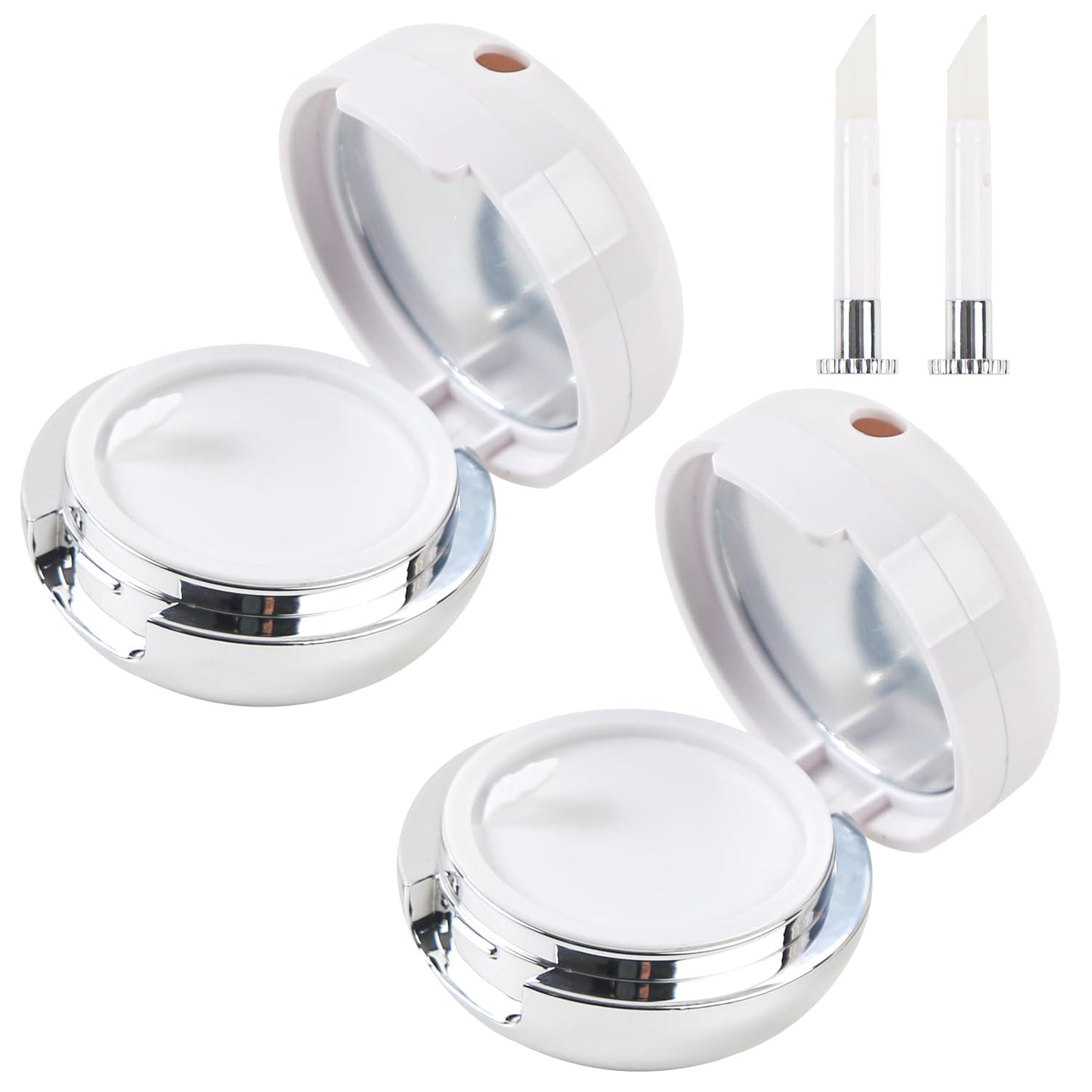 ASUNFO 2 Pcs Lip Balm Containers with Applicator Empty Lips Balm Jars Portable Lip Mask Holders with Silicone Lip Brush And Mirror