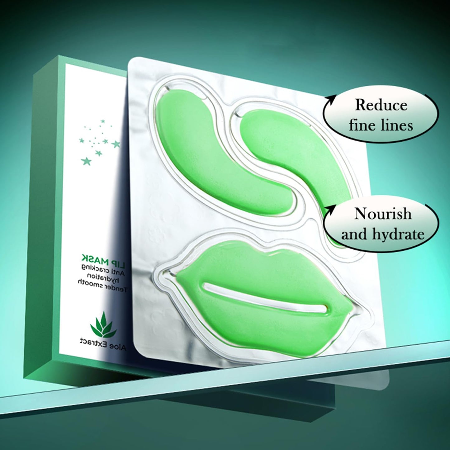 10 Pairs Aloe Vera Under Eye Patches and Moisturizing Lip Mask Set - 10 Pcs Aloe Vera Under Eye Patches, Refines Eye mask Lines Essence for Women Gifts