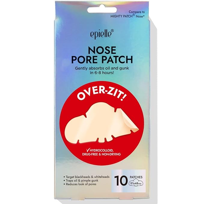 Epielle Over-Zit Nose Patches | Ultimate Hydrocolloid Solution for Clear Skin | 10 Acne Pimple and Blemish Patches for Nose