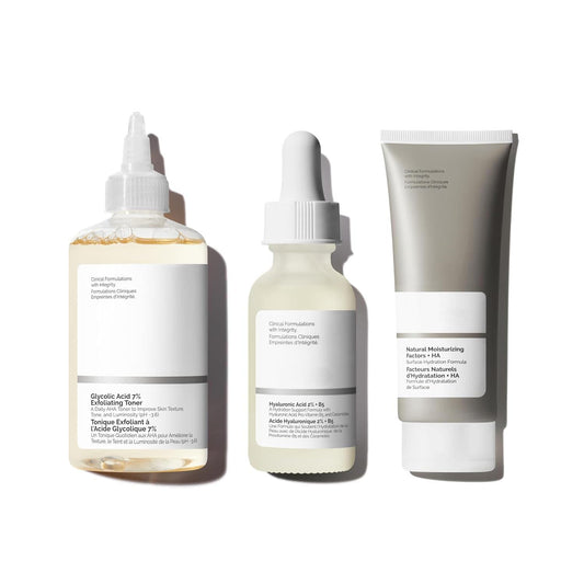Skin Care Bundle Set, Glycolic Acid 7% Toner 8.1 oz, Hyaluronic Acid 2% + B5, Natural Moisturizing Factors