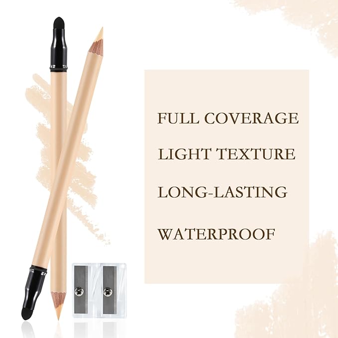 Concealer Pencil with Sharpner,Full Coverage,Waterproof Under Eye Concealer Stick