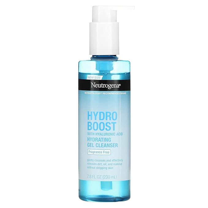 Neutrogena Hydro Boost Face Wash, Fragrance Free, Hydrating Facial Cleanser with Hyaluronic Acid, Daily Foaming Face Wash & Makeup Remover, Hypoallergenic Gel Cleanser, 7.8 fl. oz