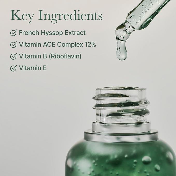 Hyssop Glow Serum, 10% Niacinamide, 12% Vitamin A,C,E - Hydrating, Moisturizing, Anti-Aging Serum for Korean Glass Skin