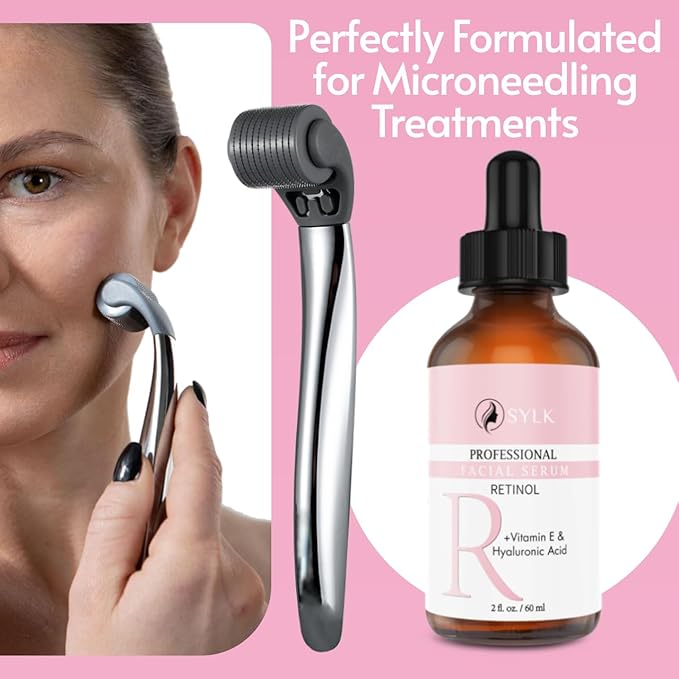 Retinol Serum for Face with Hyaluronic Acid & Vitamin E & A - Anti Aging, Fine Lines, Wrinkles, Resurfacing, Acne Scars, Skin Brightening, Dark Spots - Retinoids for Face - Microneedling - 2 fl oz