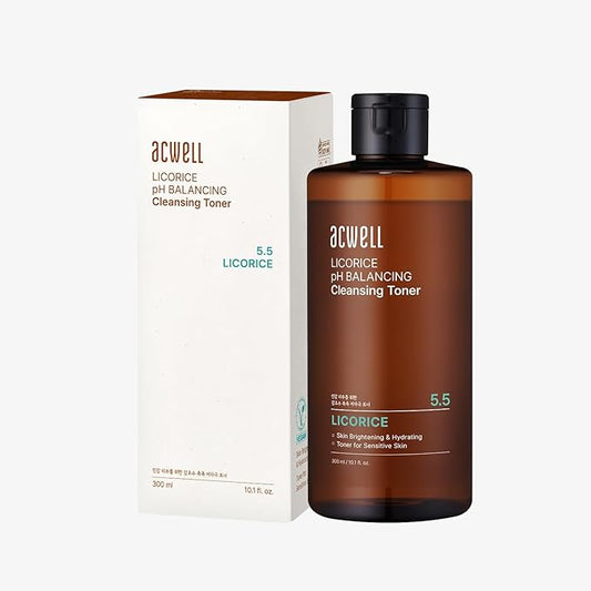 ACWELL Licorice pH Balancing Cleansing Toner 10.1 fl.oz. - PH5.5 Hydrating Makeup Cleansing Astringent - Skin Clearing, Reduce Pigmentation, Acne and Dark Spots