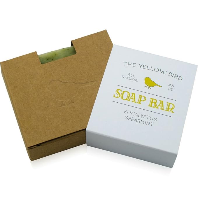 Yellow Bird Eucalyptus Spearmint Soap Bar – Natural & Organic Handmade Soap for Face & Body, Moisturizing Shea Butter Bar for Dry & Sensitive Skin, Refreshing Aromatherapy for Men & Women