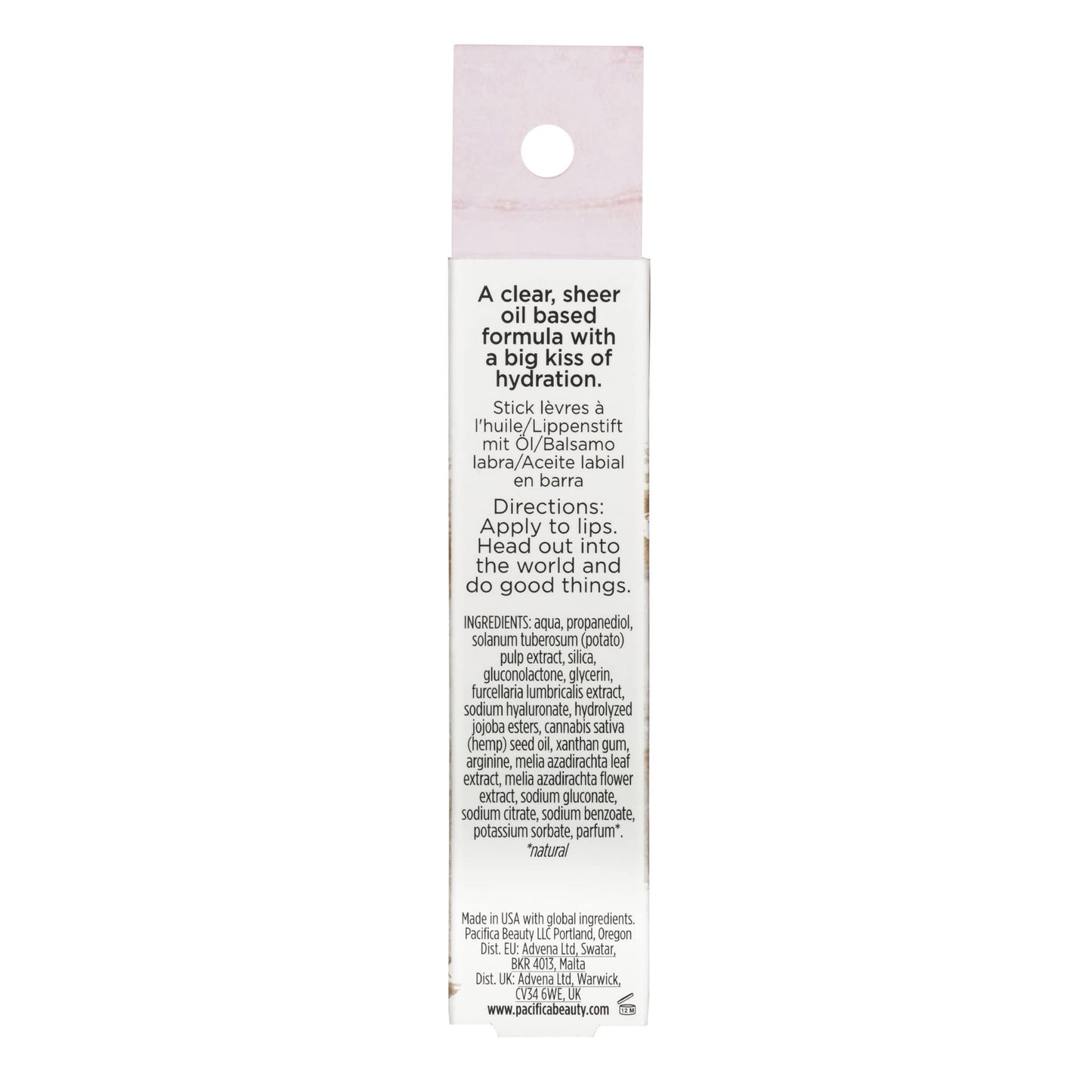 Pacifica Glow Stick Lip Oil – Soft Pink Sheer Hydrating Lip Gloss Balm, Moisturizes Dry Lips w/ Vitamin E & Natural Oils, Non-Sticky Shine, Subtle Tinted Glow, Vegan & Cruelty-Free Clean Beauty .14 oz