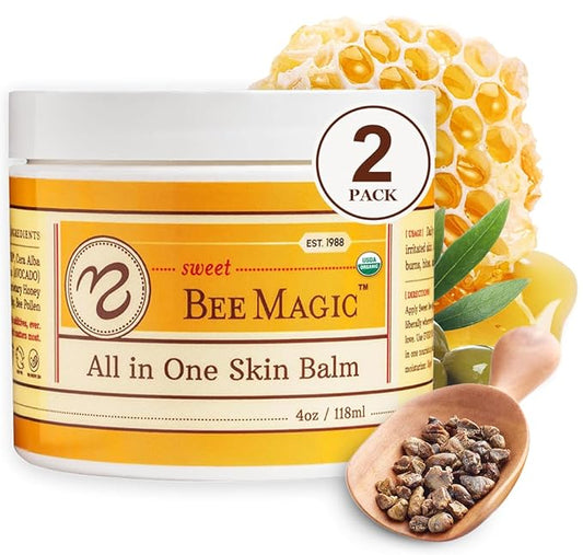 Sweet Bee Naturals - Sweet Bee Magic, All In One Healing Skin Cream. Organic Skin Balm, Small Batch Crafted in USA, 4 Ounce Jar. Certified Organic, 2-4 Ounce Jars (8 Ounce)