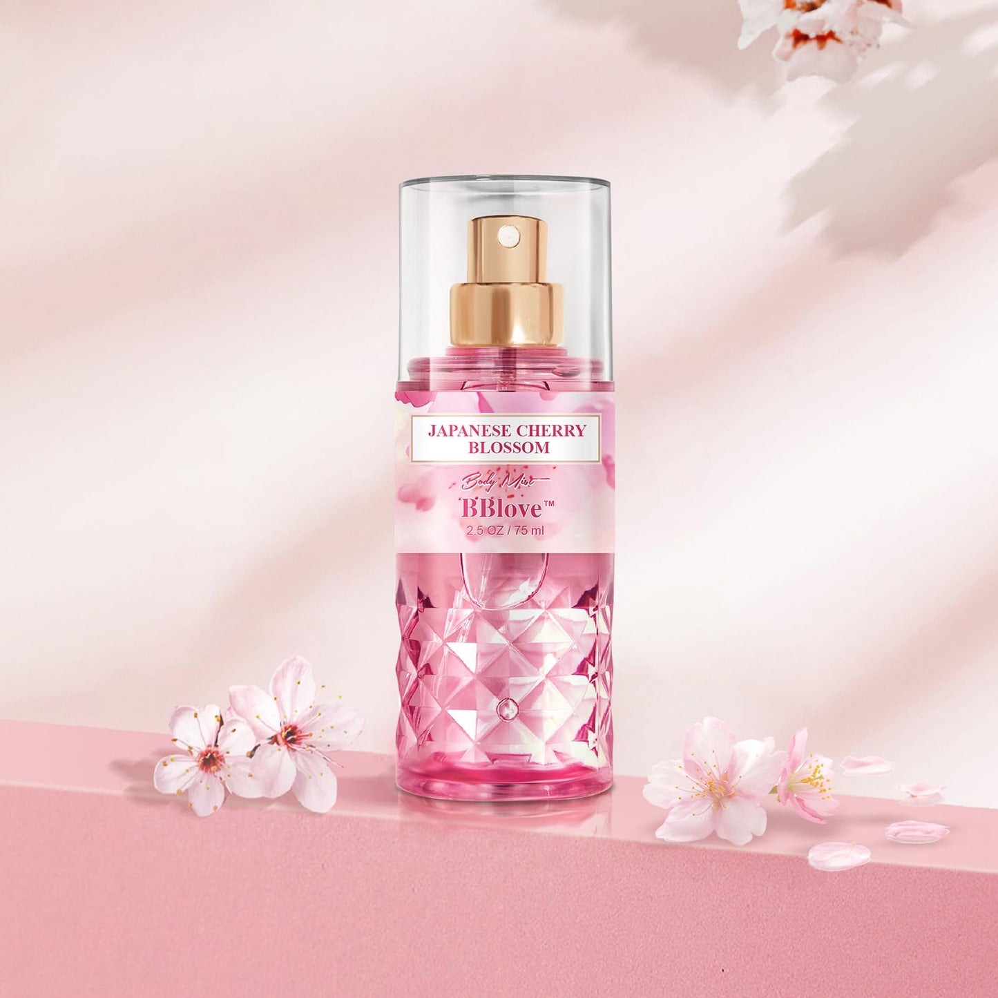BBlove Japanese Cherry Blossom Bath and Body Gift Set - 2-Piece Travel Skincare Essentials (3oz Body Lotion + 2.5oz Fragrance Mist) Lightweight Hydrating Duo, Holiday Gift Set