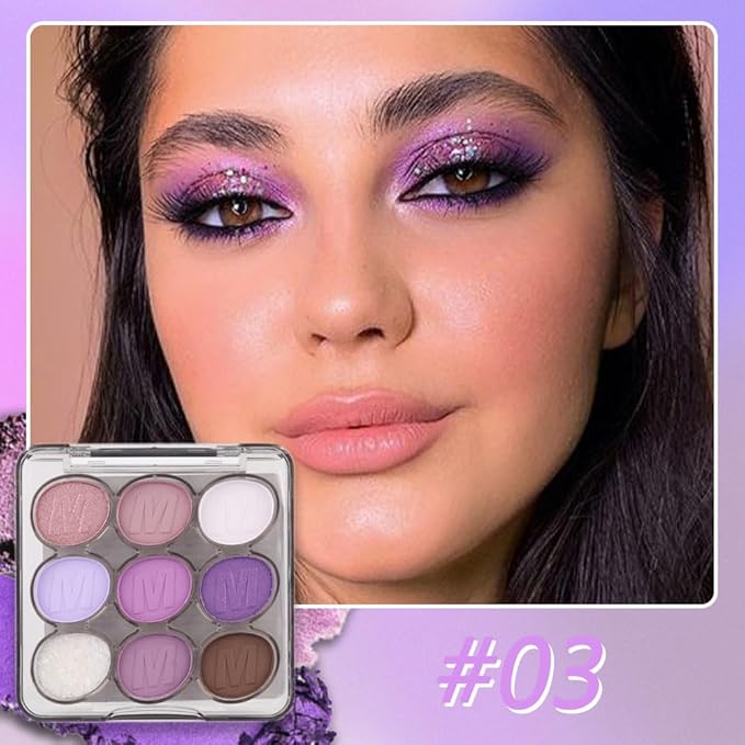 9 Colors Purple Grape Matte Shimmer Eyeshadow Palette