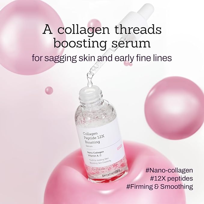 Collagen Peptide 12X Boosting Serum, Enhances Skin Elasticity & Reduces Deep Wrinkles, Promotes Collagen Production for Firm and Youthful Skin, Korean Skincare, 1.01 fl.oz