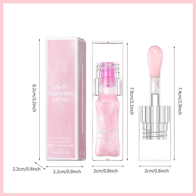 Erinde Magic Color Changing Lip Oil, Moisturizing Lip