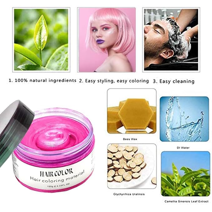Instant Pink Hair Wax Dye,Natural