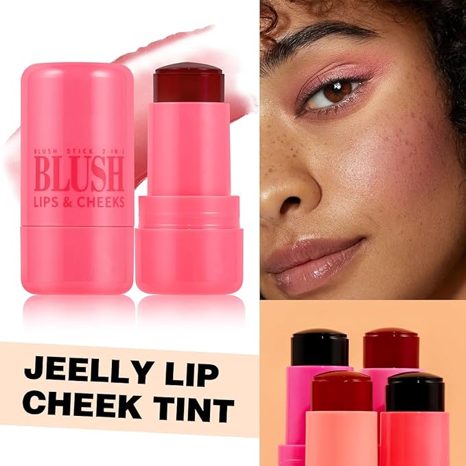 Milk Jelly Blush Stick, Lip and Cheek Makeup (Rose pink)