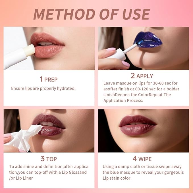 2Pcs Matte Lip Stain Wipe Off Masque - Peel Off Lip Stain Tattoo, All Day Peel Off Lip Tint,Long Lasting Lip Mask,Waterproof Transfer-proof Lip Liner Peel Off Lip Gloss,Stay Lip Makeup 03+08