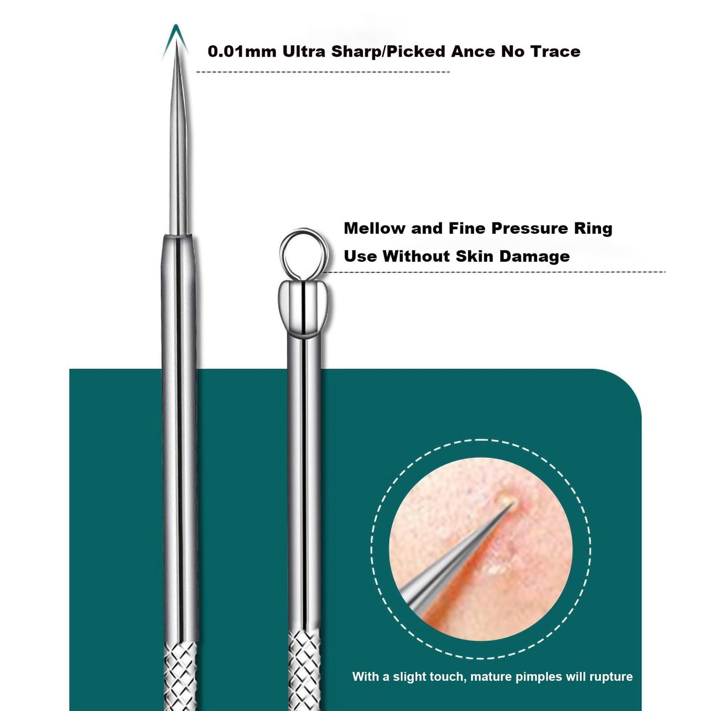 HaimiLiya Pimple Popper Tool Kit-4 Pcs Acne Needle Tools Set- Blackhead Comedone Whitehead Popping Remover Tool for Nose Face Skin Blemish Extractor Tool - Rose Gold