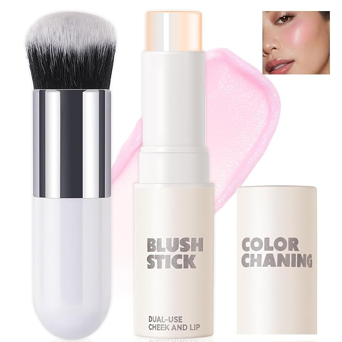 Color Changing Blush Stick,Jelly Tint Stain Clear PH with Brush