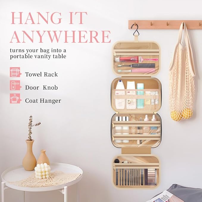 HOTOR Travel Toiletry Bag w/Hanging Hook - Spacious Toiletry Bag Essentials for Women & Men, Makeup Bag/Big Comparment, Waterproof for Travel Accessories, Medium, Navy Blue